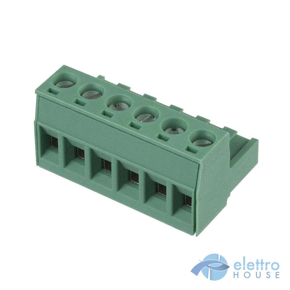 CONNETTORE INNESTO SCHEDE ELETTRONICHE 6 POLI FEMMINA PASSO 5,08mm DC10A