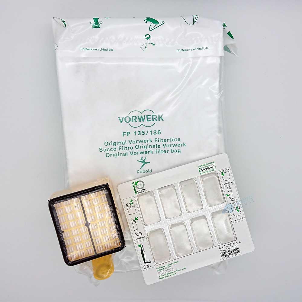 Set Farfalla 6 sacchetti + 6 profumi Dovina + Microfiltro Folletto VK135  originale