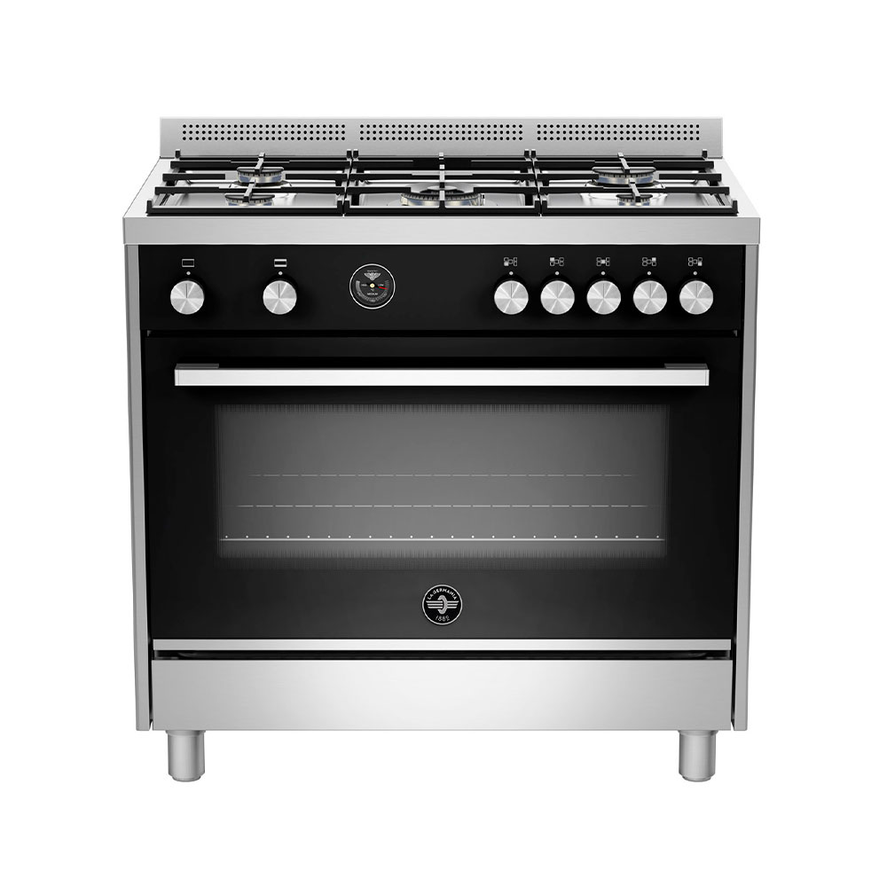 Cucina-la-Germania-FTR965GXT-5-fuochi-con-forno-Gas-ventilato-115l-acciaio